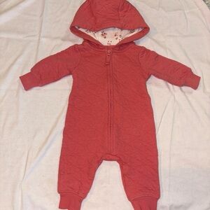 Carter's Coral Hooded Quilted One-Piece Footie